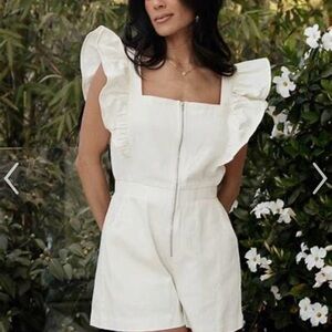 Baltic Born Elegant White Ruffle Jumpsuit/Romper